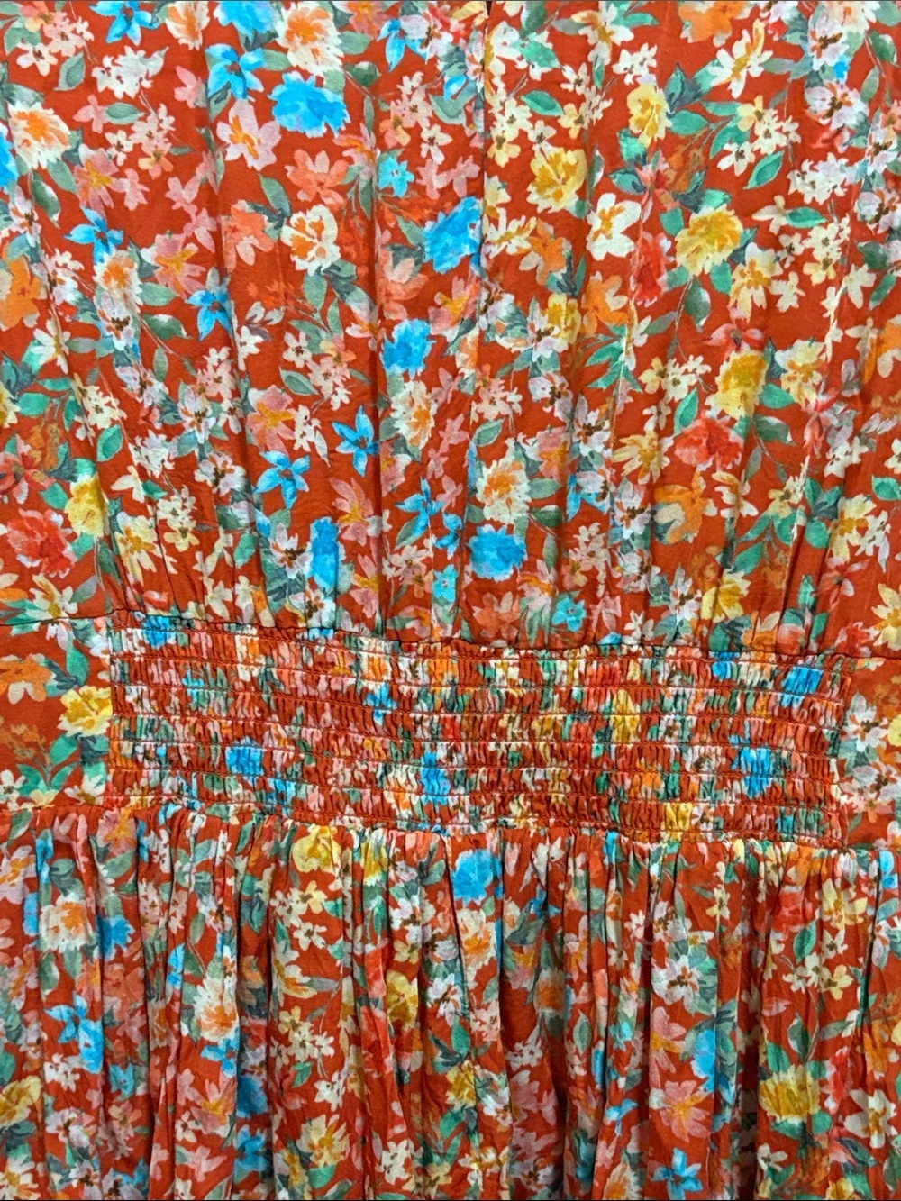 Roller Rabbit Rust Red Floral V-Neck Mini Dress - Picture 8 of 11